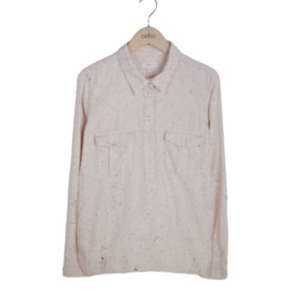 Ba&sh Pearlized Snap Casual Long Sleeve Shirt